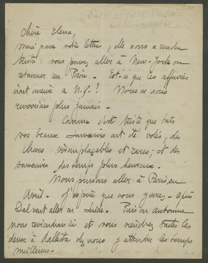 Carta de Andrée Karpelès a Elena Izcue