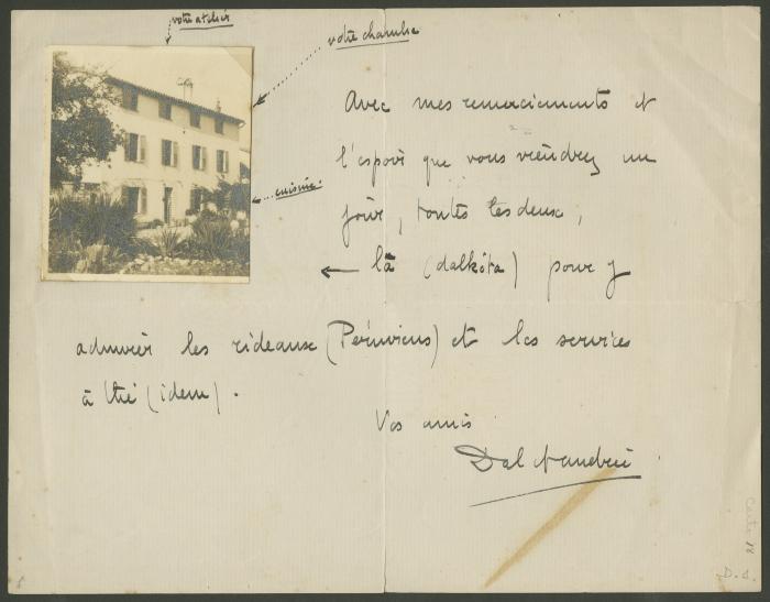 Nota de Andrée Karpelès a Elena y Victoria Izcue 