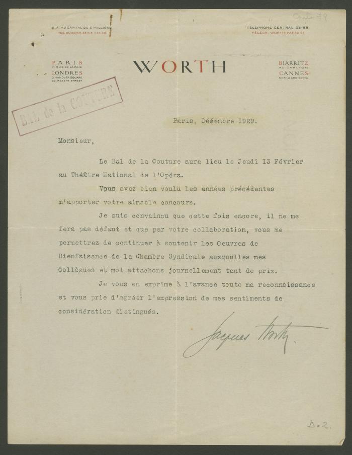 Carta de Jacques Worth 