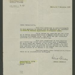 Carta de Heinz Lehmann a Elena Izcue