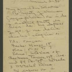 Carta de W. J. Hurley a Elena Izcue