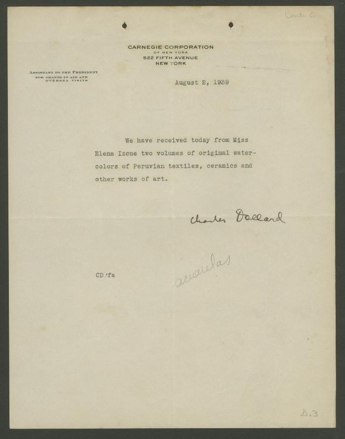 Carta de Charles Dollard