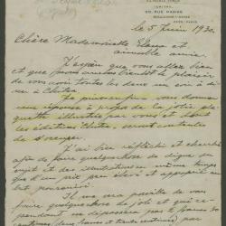 Carta de Rafael Larco Herrera a Elena Izcue