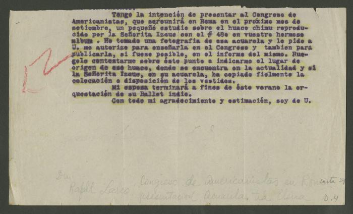 Carta de Rafael Larco Herrera