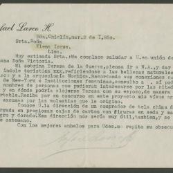 Carta de Rafael Larco Herrera a Elena Izcue
