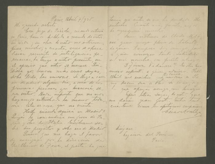 Carta de César Vallejo a Carlos Quízpez Asín