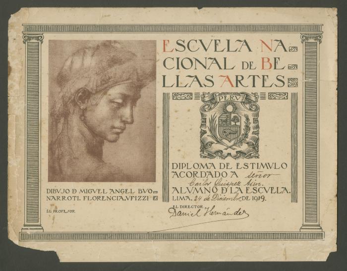 Diploma de la Escuela Nacional de Bellas Artes