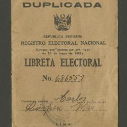 Libreta Electoral de Carlos Quízpez Asín (duplicada)