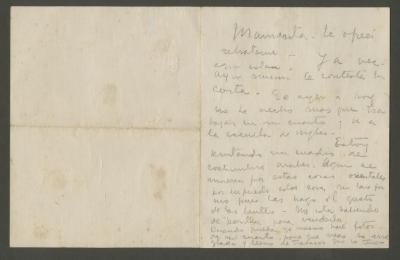 Nota manuscrita de Carlos Quizpez Asín dirigida a su madre