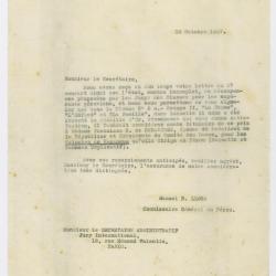 Copia de carta de Manuel B. Llosa al secretario del Jurado Internacional de París