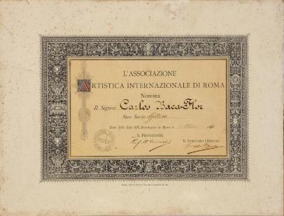 Diploma de Socio effettivo delL’Associazione Artistica Internazionale di Roma