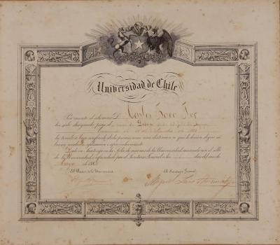 Diploma de la Universidad de Chile, concurso del 14 de setiembre de 1883