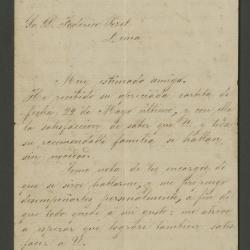 Carta de Luis Mesones a Federico Pezet