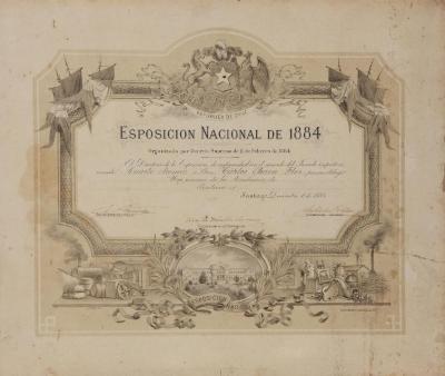 Diploma de la Exposición Nacional de 1884