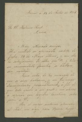 Carta de Luis Mesones a Federico Pezet