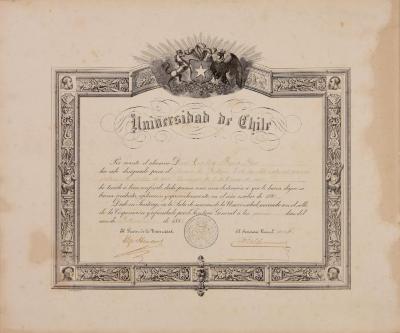 Diploma de la Universidad de Chile, concurso del 4 de enero de 1887