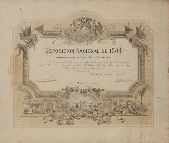Diploma de la Exposición Nacional de 1884