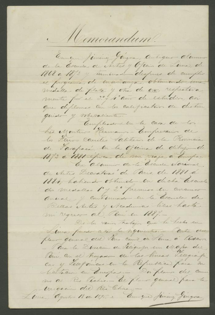 Memorandum Enrique Jiménez Góngora 