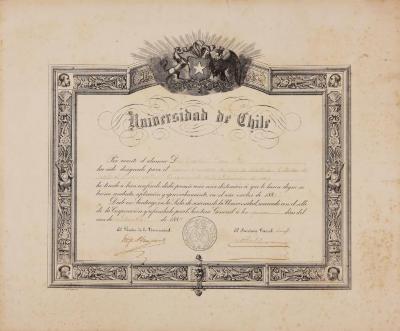 Diploma de la Universidad de Chile, concurso del 14 de setiembre de 1886 (estudios del natural: cuerpo entero)