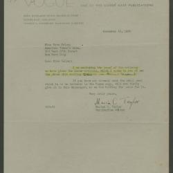 Carta de Marion C. Taylor (Vogue) a Vera Kelsey