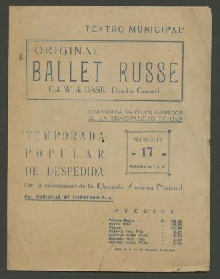 Original Ballet Russe Col. W. de BASIL 