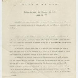 "Informe de viaje del Director del I.A.P. Junio  de 1951"