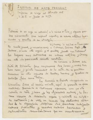 "Informe de viaje del Director del I.A.P."