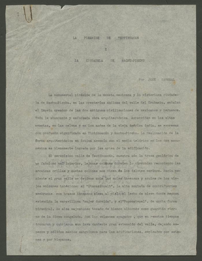 "La Pirámide de Teotihuacan y la Ciudadela de Machu-picchu"