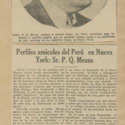 "Perfiles amicales del Perú en Nueva York: Sr. P. Q. Means."