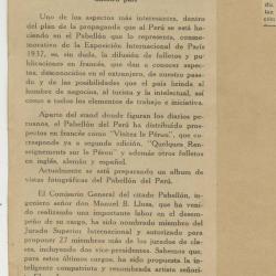 "El Perú ha ganado una situación ventajosa en el Certamen de la Exposición Internacional de París 1937"
