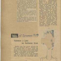 "Volvieron a Lima las hermanas Izcue"