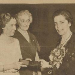"The American Women's Association presents its achievement medal to the Dean of Barnard"