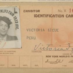 Tarjeta de identificación New York World's Fair de Victoria Izcue