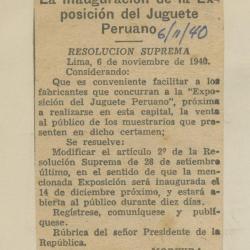 "La inauguración de la exposición del juguete peruano"