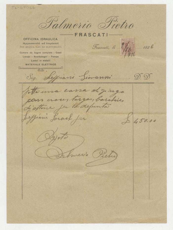 Presupuesto para féretro de Sara Lepiani