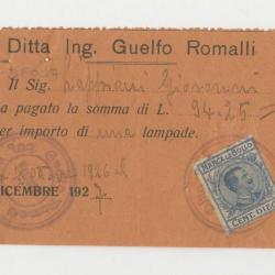 Comprobante de pago por una lámpara