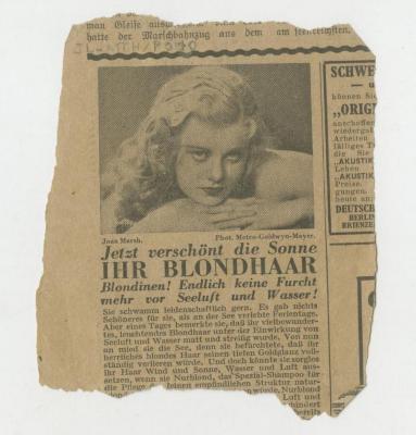 "Jetz verschönt die Sonne IHR BLONDHAAR"