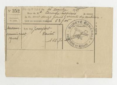 Comprobante de pago por tránsito de pasaporte