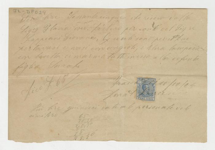 Comprobante de pago por servicios adheridos al lóculo