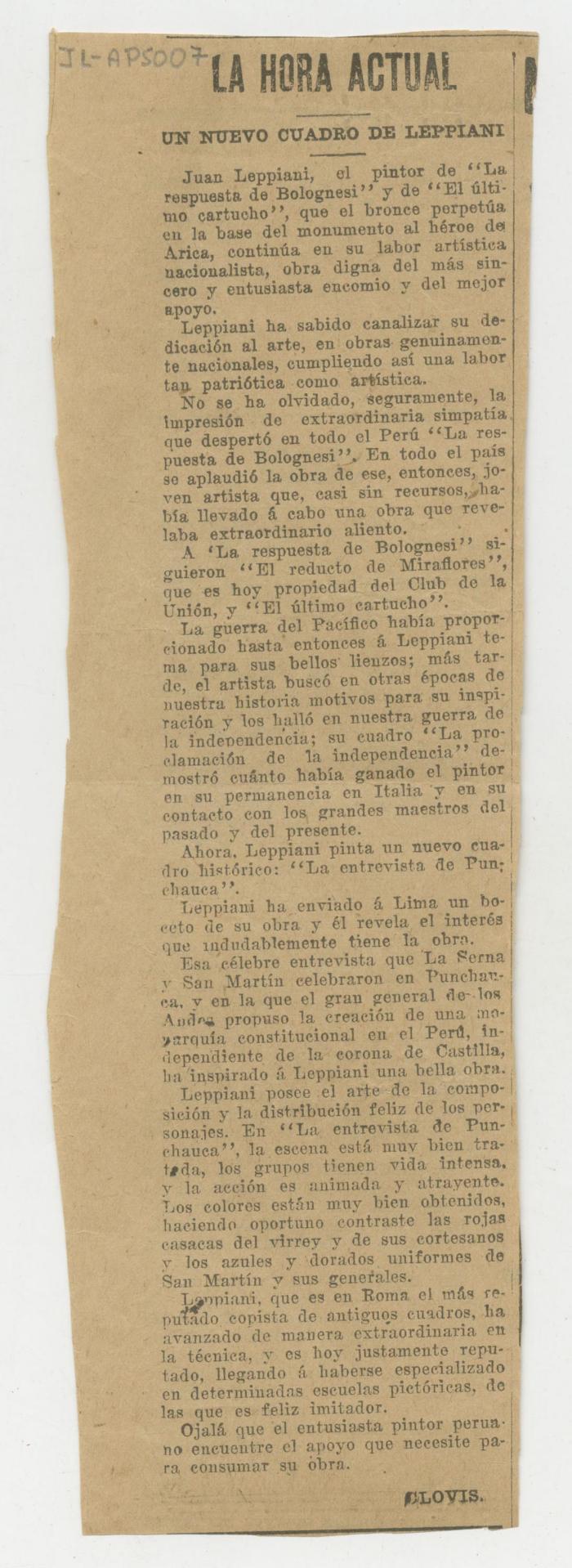 "La hora actual: Un nuevo cuadro de Leppiani"