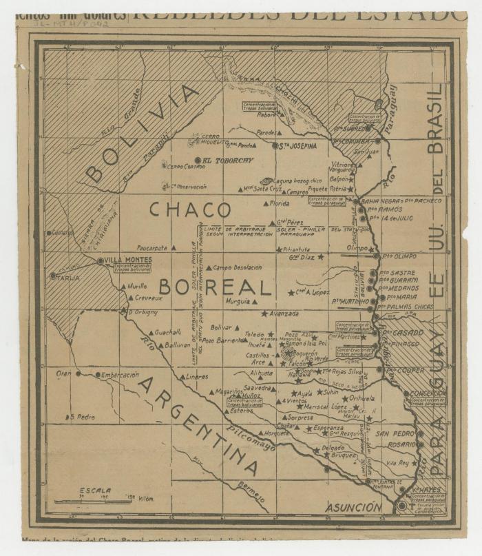 Mapa limítrofe de Bolivia, Argentina y Brasil