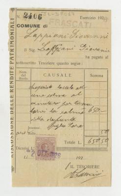 Comprobante de pago por el lóculo de Sara Lepiani