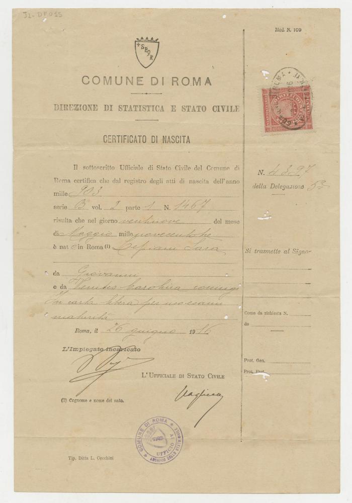 "Certificato di nascita"