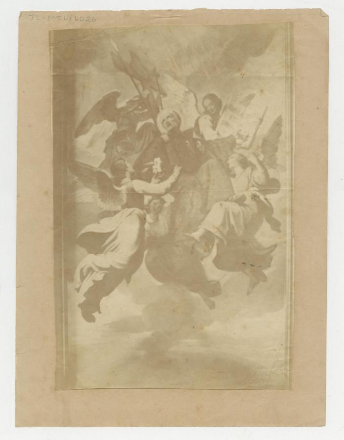 Santo llevado al cielo por ángeles